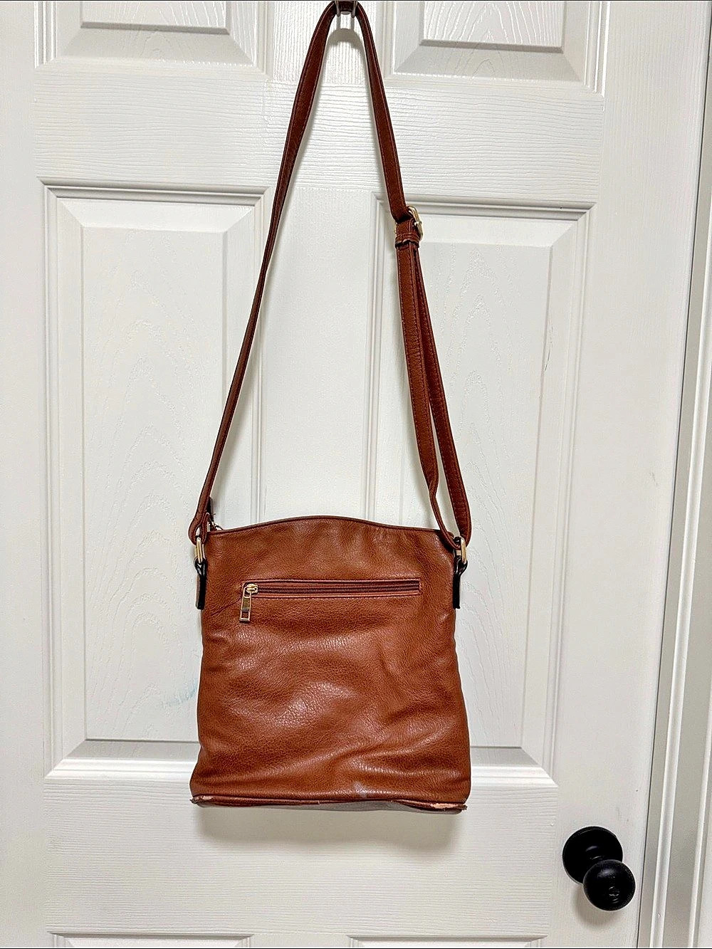 Brown Leather-Look Crossbody Bag
